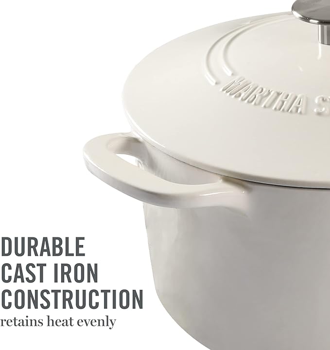 MARTHA STEWART Gatwick 7-Quart Enamel Cast Iron Dutch Oven – Linen Color - Image 6