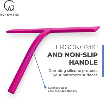 GÜTEWERK Shower Squeegee for Glass Doors, Silicone Window Squeegee, Bathroom - Image 2