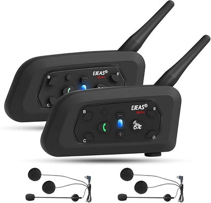 EJEAS V6 Pro Motorcycle Bluetooth Headset, Upgraded 2 Riders Intercom Helmet by EJEAS