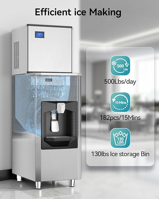 EUHOMY Commercial Ice Maker Machine 500Lb/24H, Ice Ready in 10-15 min, SECOP - Image 2