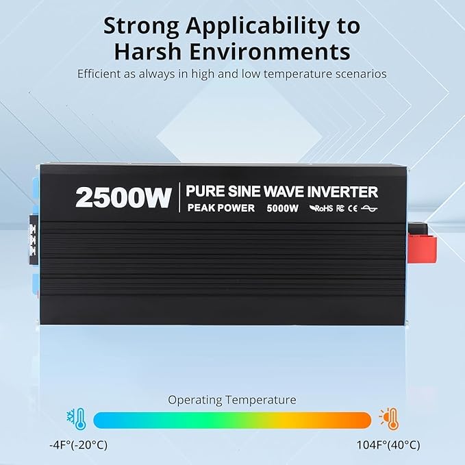 2500W Pure Sine Wave Inverter, 1 USB Port 5v/3.4a, LCD Display&Remote Controller - Image 3