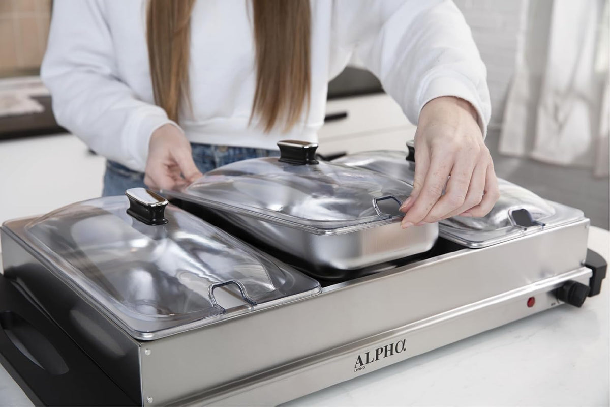 Alpha Living 3x2.5 QT Food Warmers for Parties Buffet Servers and Warmers – P...
