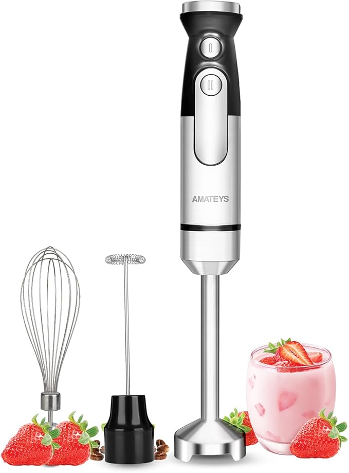 Immersion Blender Handheld, 700W Hand Mixer Infinitely Variable Speeds by amateys