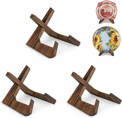 ANBOXIT Bowl Stands for Display, 3 Pack 4.5 Inch Plate Holder, Wooden Easel by ANBOXIT