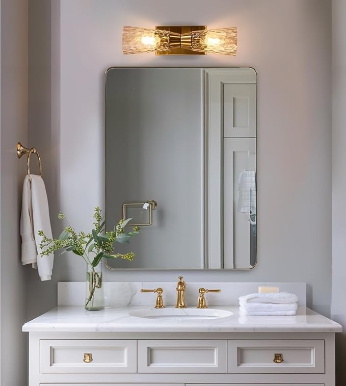 ANDY STAR Gold Bathroom Mirror, 24x36 Brushed Brass Rectangle Metal Frame Mirror - Image 7