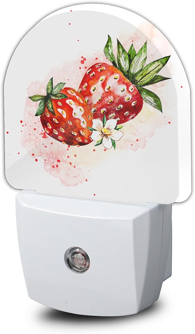 YESPOAK Night Light, Strawberry Berry Flower Night Lights Plug Into Wall Dusk by YESPOAK