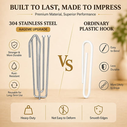 90PCS Stainless Steel Curtain Pleat Hooks,Drapery Hook and Pin for Pleated Drapes 4 Prongs Pinch Pleat Hook Clips,Traverse Pleater 4 End Curtain Hangers for Window Door Bathroom Curtain