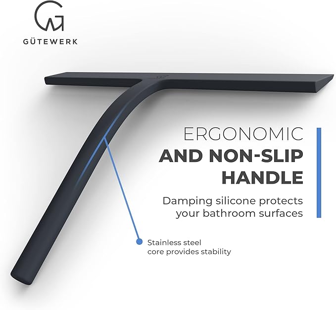 GÜTEWERK Shower Squeegee for Glass Doors, Silicone Window Squeegee, Bathroom - Image 2