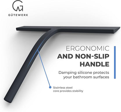 GÜTEWERK Shower Squeegee for Glass Doors, Silicone Window Squeegee, Bathroom - Image 2