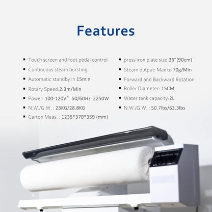 Rotary Roller Steam Press Iron, automatic ironing machine， Continuous Steam - Image 9