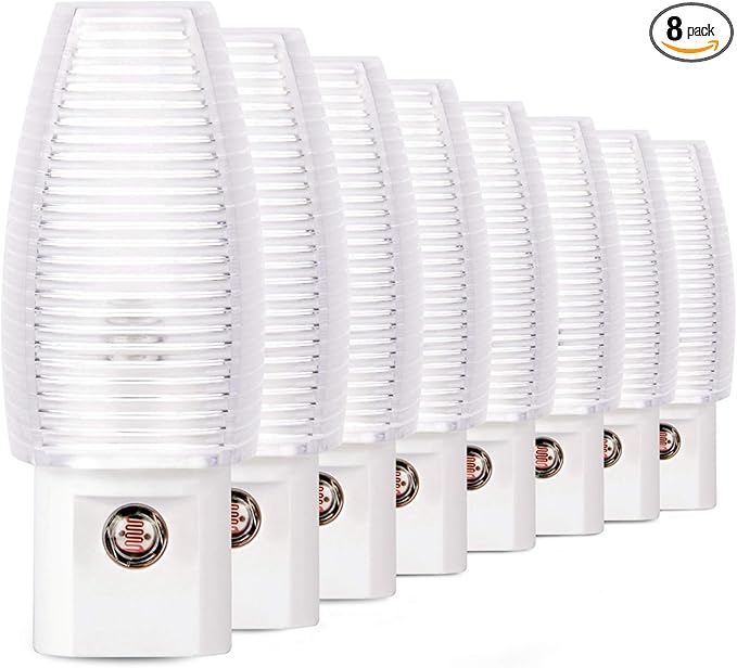 Emotionlite 8 Pack Plug in Night Light, Warm White LED Nightlight, Dusk to Dawn by Emotionlite