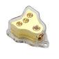 RKURCK 3 Way Copper Power Distribution Block, 0/2/4 AWG Gauge in, 4/8/10 Gauge by RKURCK