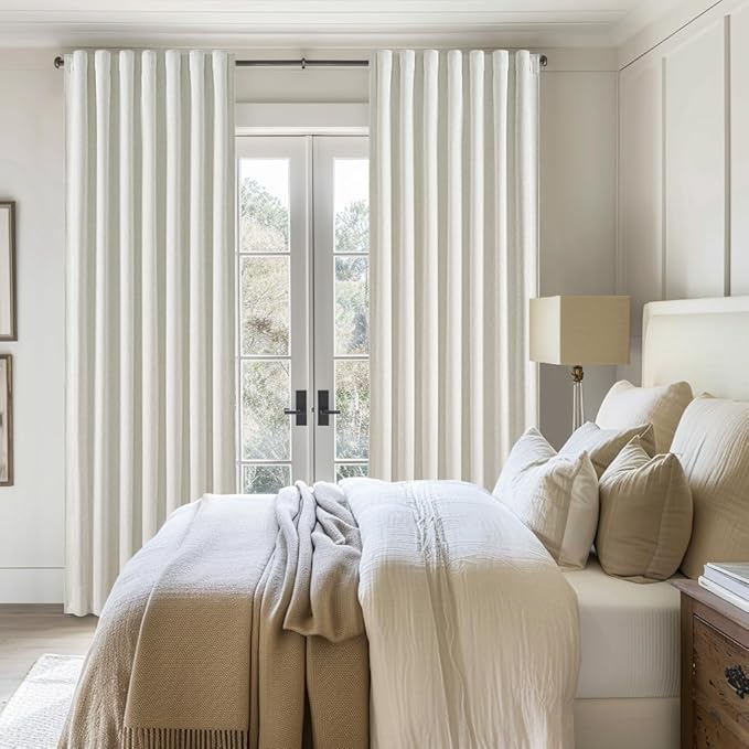 Pleated Beige Curtains 96 Inches Long 2 Panels Burg, Energy Efficient - Image 8