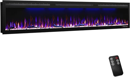 Electric Fireplace Recessed 88 inches, Insert and Wall Mounted Slim Fireplace by Mystflame
