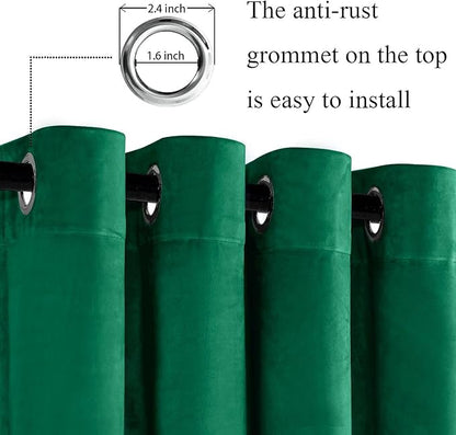 JIUZHEN Green Velvet Curtains 84 inches - Image 2