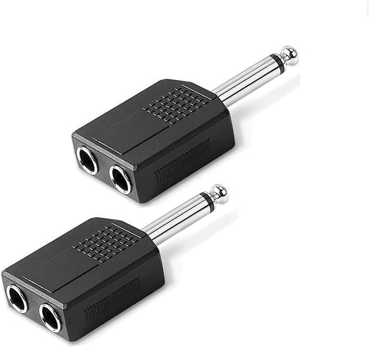 Sairps 1/4 Audio Splitter TS Mono Plug Interconnect Audio One Male 6.35mm and by Sairps