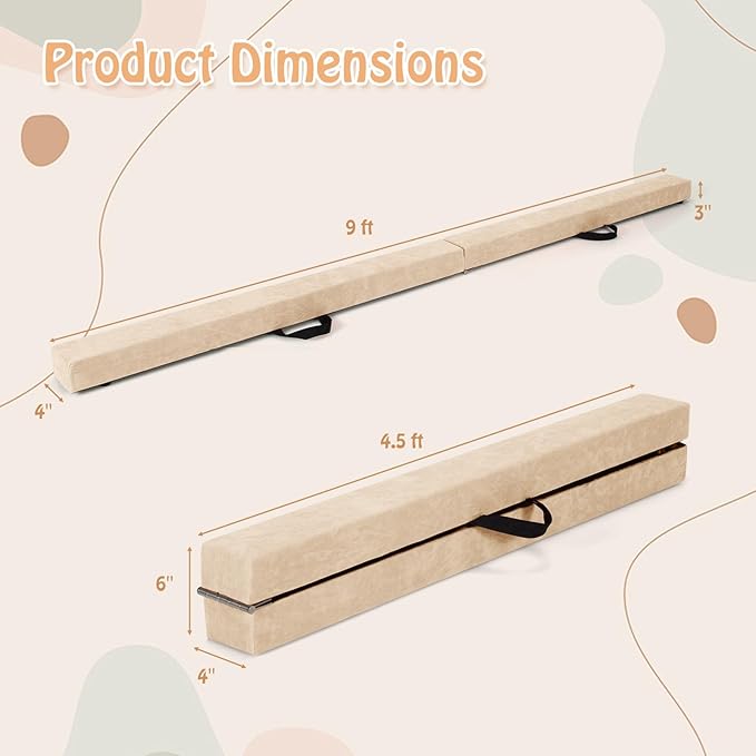 Giantex 7FT/8FT/9FT Balance Beam, Folding Gymnastics Beam w/Carry Handles - Image 7