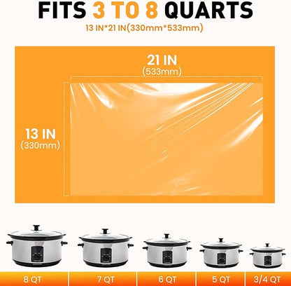 100 Pack Slow Cooker Liners, Large Size 13"x 21" Cooking Bags Disposable Pot - Image 2