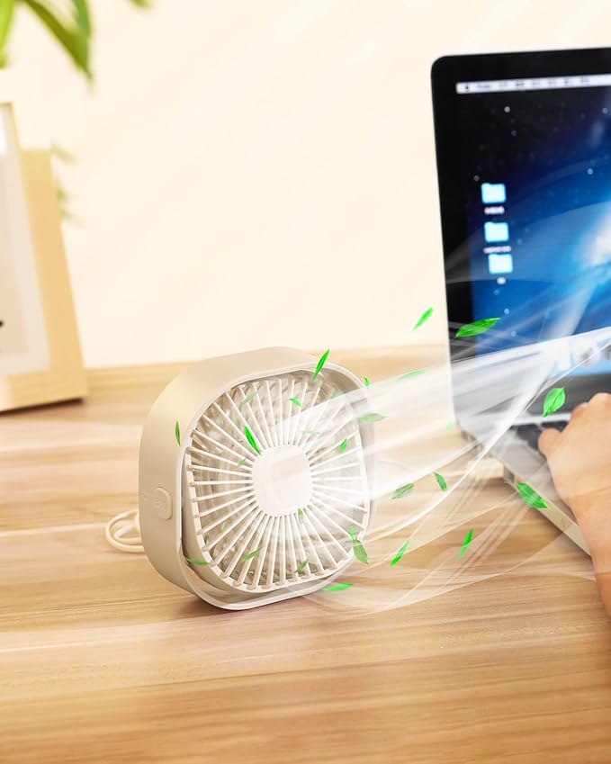 RJVW 4 Inch Small USB Desk Fan, 3-Speed Portable & 360°Rotatable Mini Cooling - Image 3
