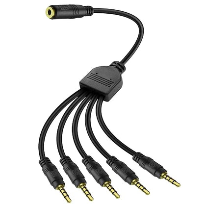 MEIRIYFA 3.5mm Headset Splitter Cable 1/8" 4-Pole/3-Rings TRRS 1 Female to 5 by MEIRIYFA