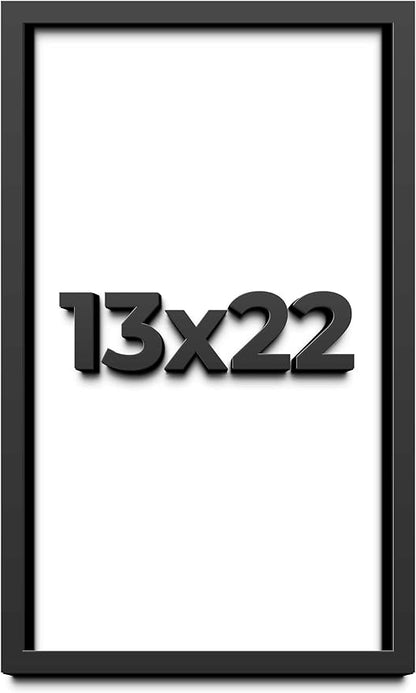 13x22 Shadow Box Frame Black | 1 Inch Deep Solid Wood Shadowbox Display Frame | by CustomPictureFrames
