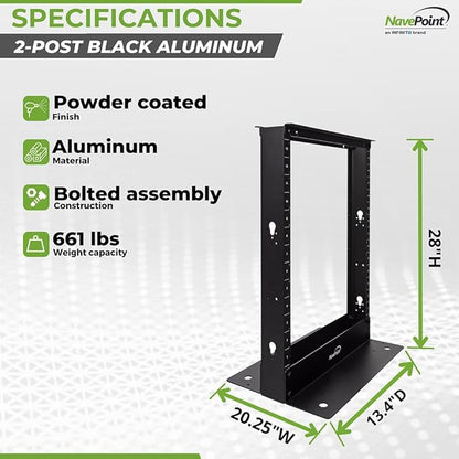 NavePoint 13U 2 Post Open Frame Server Rack - Image 4