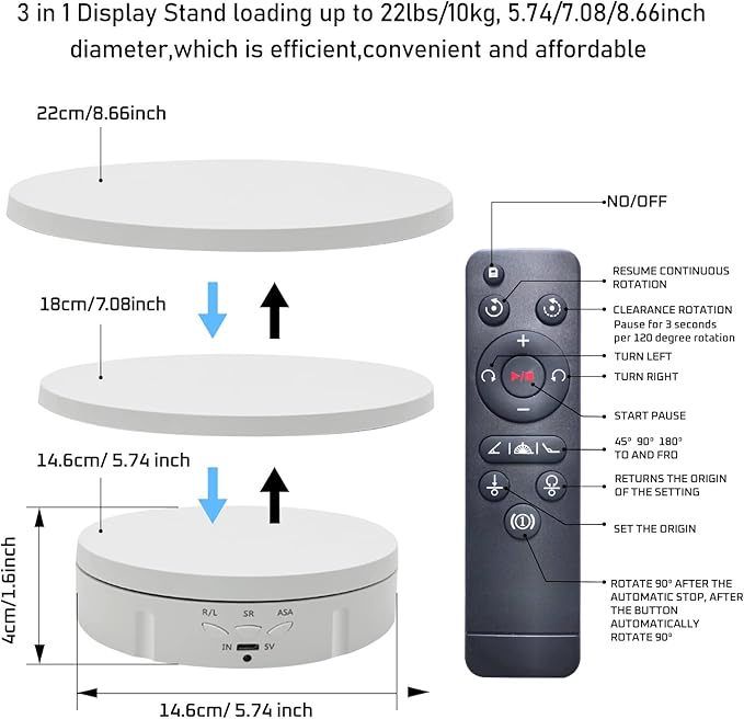 JAYEGT 3in 1 Motorized Rotating Display Stand - Image 2