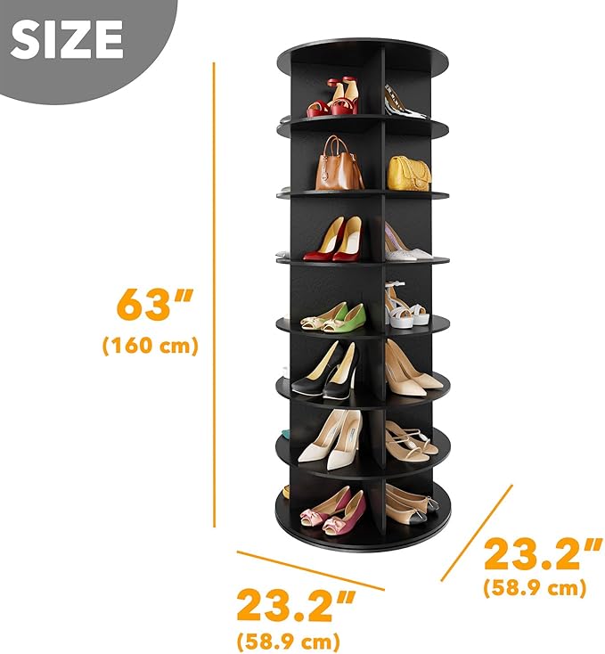 SpaceAid 7 Tier Rotating Shoe Rack Tower, Spinning Shoe Display Lazy Susan - Image 2