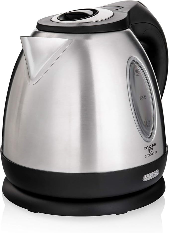 Moss & Stone 1.2L Stainless Steel Small Electric Kettle, Cordless 1500w Fast by Mossstone