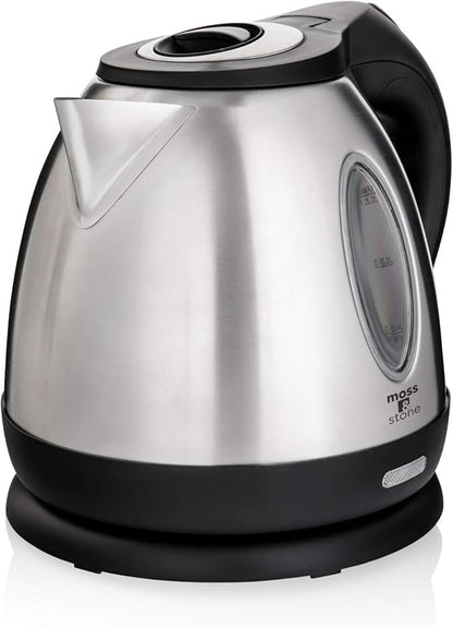 Moss & Stone 1.2L Stainless Steel Small Electric Kettle, Cordless 1500w Fast by Mossstone