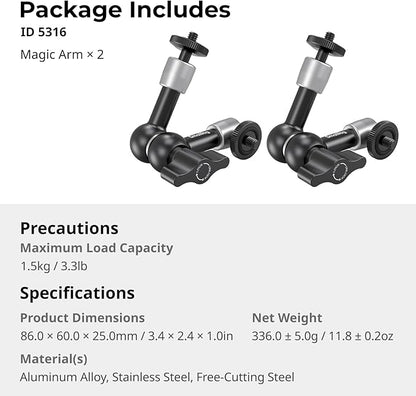 SMALLRIG 5.5-inch Magic Arm 2-Pack, Articulating Adjustable Friction Arm Mount - Image 8
