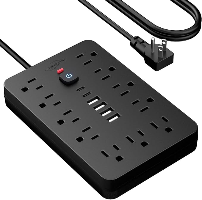 JouleLoom 20 FT Flat Plug Surge Protector Power Strip, 11 Multiple AC Outlets - Image 2