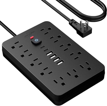 JouleLoom 20 FT Flat Plug Surge Protector Power Strip, 11 Multiple AC Outlets - Image 2