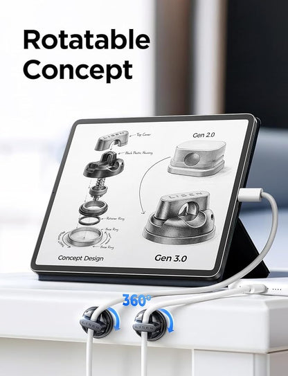 6-Pack Rotatable Cord Holder for Nightstand, LISEN 360°Rotating Magnetic Clips - Image 9
