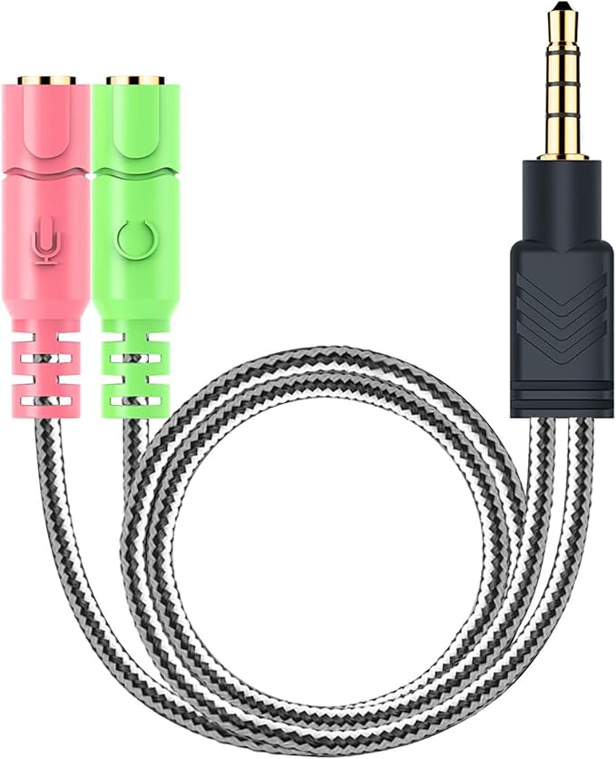 MillSO Headphone Mic Splitter, 3.5mm Headset Adapter 2 TRS Female to TRRS Male by MillSO