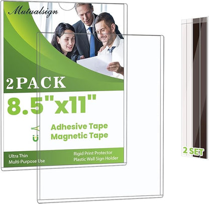 Mutualsign 2 Pcs Wall Sign Holder 8.5"x11" Magnetic Sign Holder, Rigid Print by Mutualsign