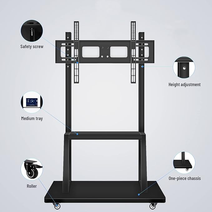 Mobile TV Cart, Rooling TV Stand - Image 8