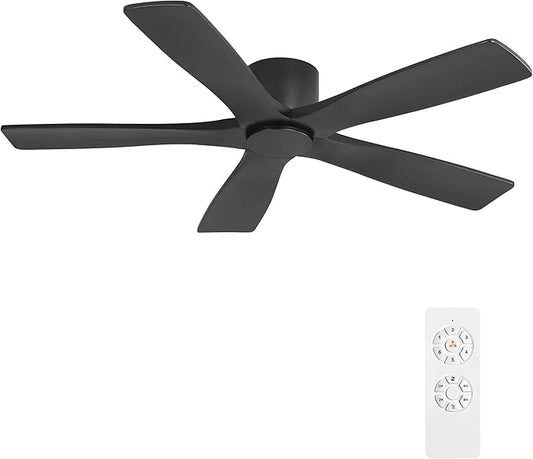 WINGBO 48" Flush Mount DC Ceiling Fans Without Lights, 5 Carved Solid Wood by HomePage