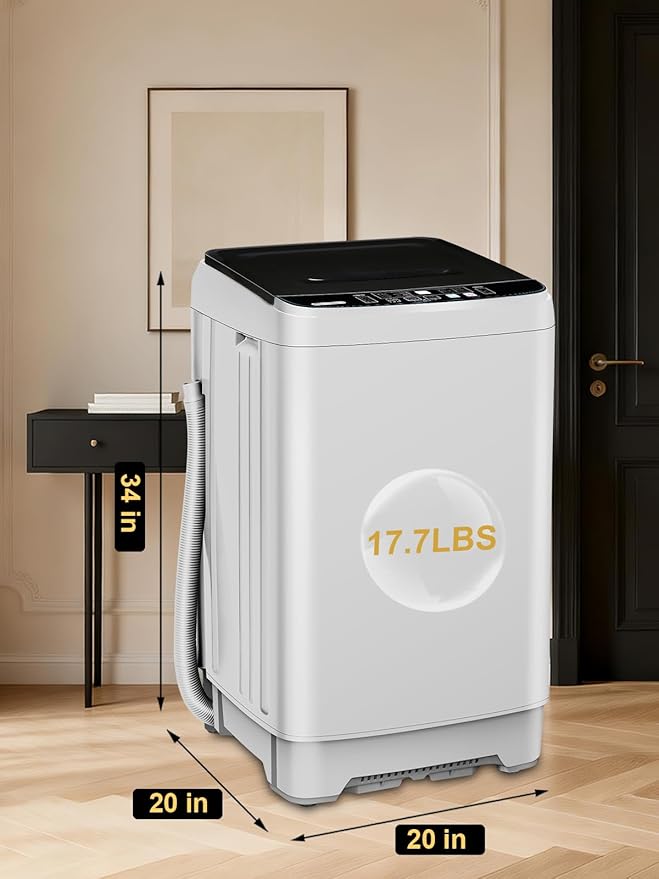 17.7 lbs Small Compact Portable Full-Automatic Washing Machine 10 Wash Program - Image 4
