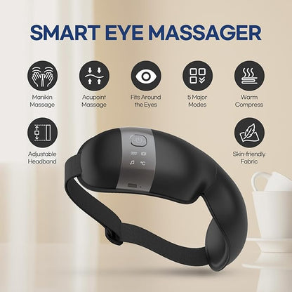 HubiCare Eye Massager with Heat, and Music Helps Relieve Strain, Dark Circles - Image 3