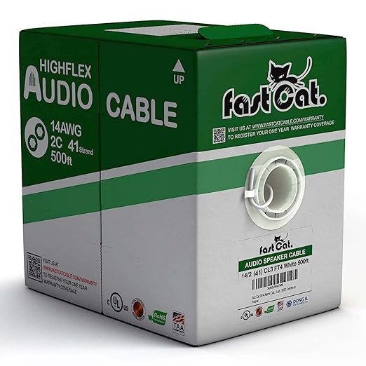 fast Cat. Speaker Wire 14 Guage 2C, UL Listed & CMR/CL3R-FT4 Rated by CONNECTIVITYviafastCat