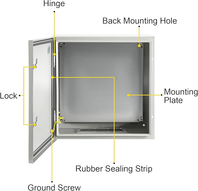VEVOR NEMA Steel Enclosure, IP66 Waterproof & Dustproof, Outdoor/Indoor - Image 9