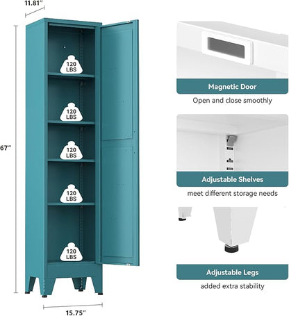 Narrow Metal Cabinet with 4 Adjustable Shelves and Barn Doors, Tall Bathroom - Image 3