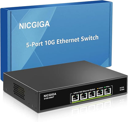 5 Port 10G Ethernet Switch Unmanaged, by NICGIGA