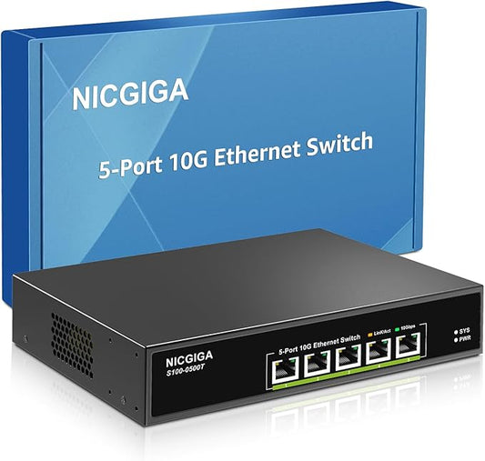 5 Port 10G Ethernet Switch Unmanaged, by NICGIGA