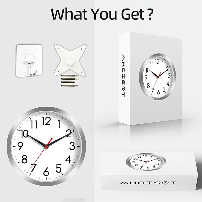 AKCISOT Wall Clock, Modern Small Wall Clocks Battery Operated 8 Inch, Silent - Image 7