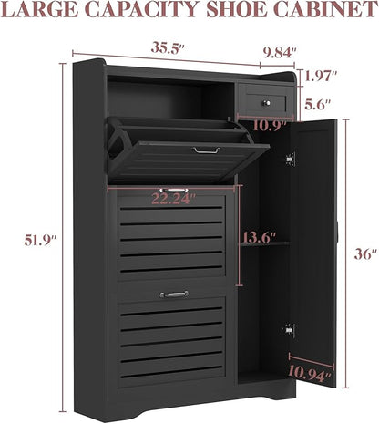 Slim Shoe Storage Cabinet for Entryway, Hidden Shoe Rack Cabinet - Image 2