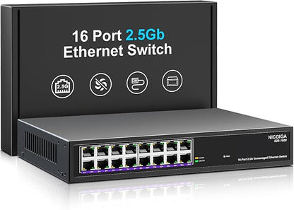 16 Port 2.5Gb Ethernet Switch Unmanaged, NICGIGA 16 Port 2.5G Network Switch by NICGIGA