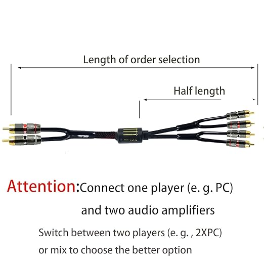 Arklove 5ft Shielded RCA Plug Splitter Stereo Audio Video Cable 2 Male to 4 - Image 4