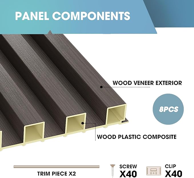 OUZUGIE WPC Acoustic Slat Wall Paneling, Living Room, TV Background, Study Room - Image 4